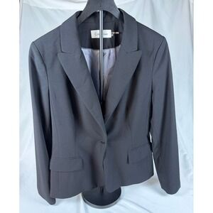 Calvin Klein Womens Black Single Button Blazer Stretch Suit Jacket Size 8